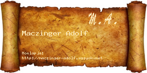 Maczinger Adolf névjegykártya